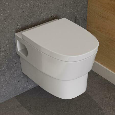 FIXTURESFIRST Round Modern Wall Mount Dual Flush Toilet White FI34938